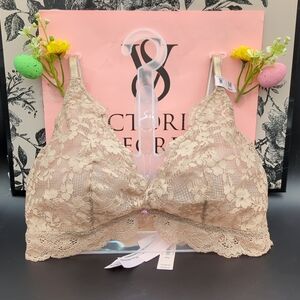 Victoria's Secret Lace Triangle Bralette Medium Tan